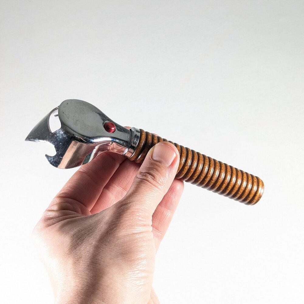 Vintage bottle opener turned wooden handle US patent